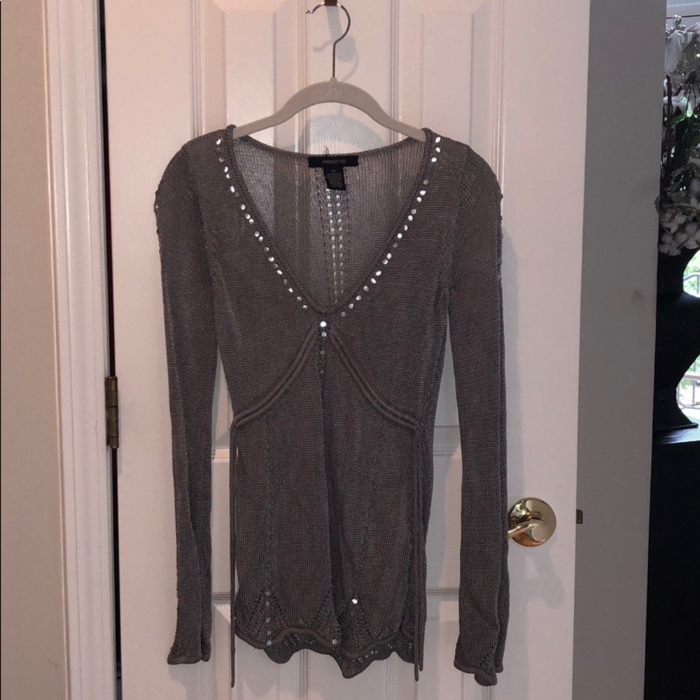 ARDEN B dark silver/gray long sleeve top sz. XS